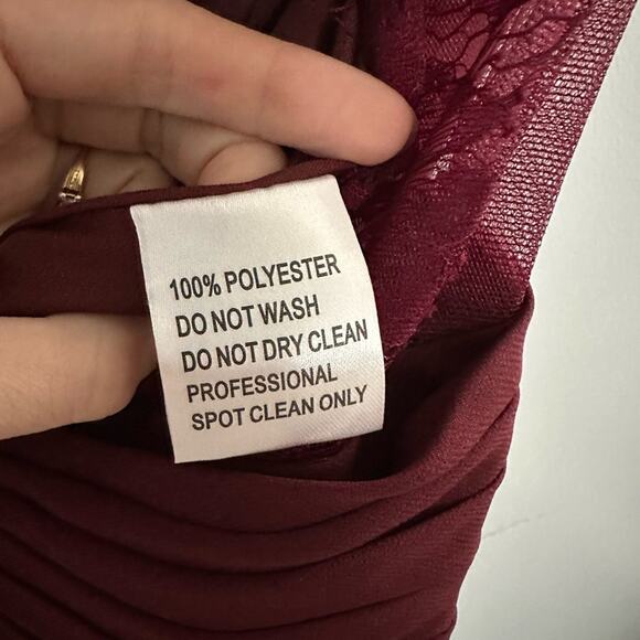 JJs House Womens Bridesmaids Dress Formal Long Lace Size 6 Burgundy Sleeveless - Picture 9 of 13